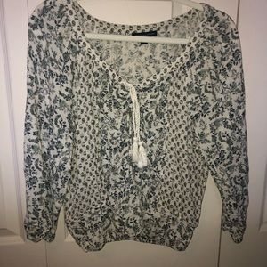 American Eagle floral blouse w/ cross tie in front